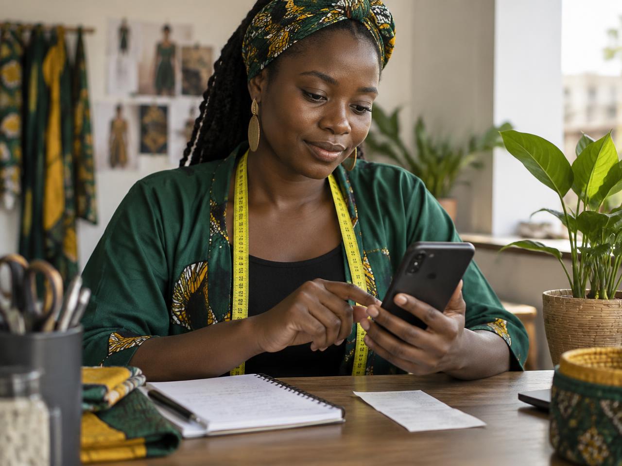 A business owner confirming a Mobile Money payment